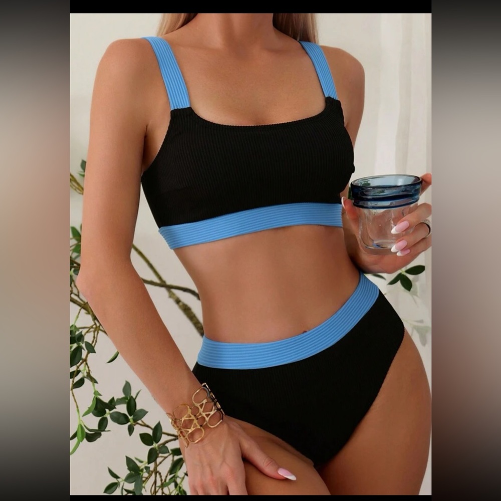 SHEIN Black and Baby Blue bikini set size XL - Picture 2 of 3